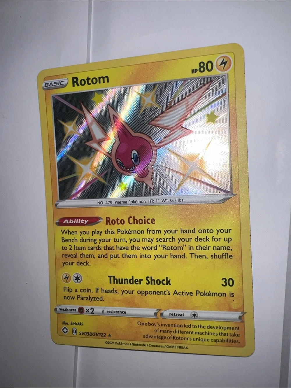 Pokemon Rotom Holo Card - Yellow Border and Pink Character